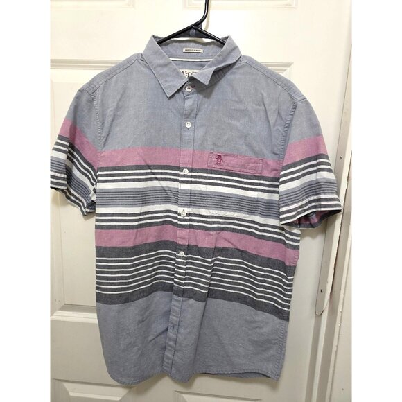 Original Penguin Men's Heritage Slim Fit Striped Button Down Short Sleeve Shirt - Picture 2 of 7
